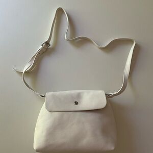 NEW Soft Faux Leather Flap Purse Saddle Bag Crossbody Shoulder Off White Beige